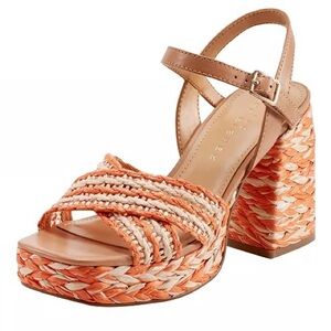 Marc Fisher Juliey Ankle Strap Platform Sandal Orange Heel